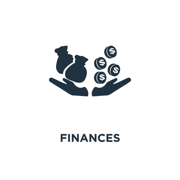Finances Icon Black Filled Vector Illustration Finances Symbol White Background — Stock Vector