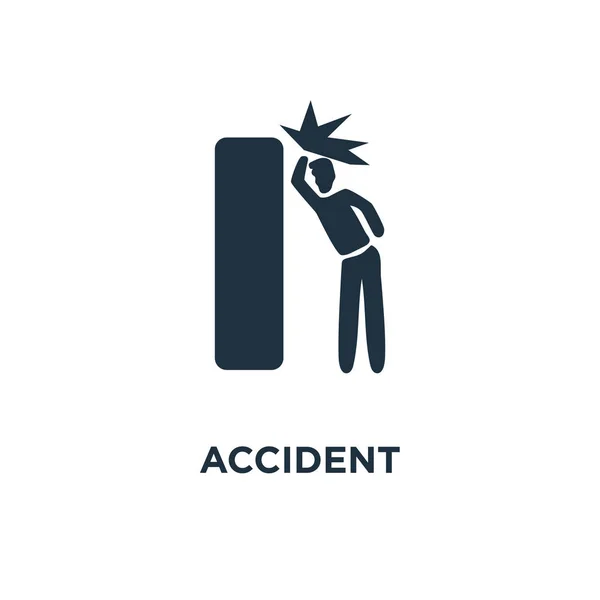 Icono Del Accidente Ilustración Vectorial Negra Símbolo Accidente Sobre Fondo — Vector de stock