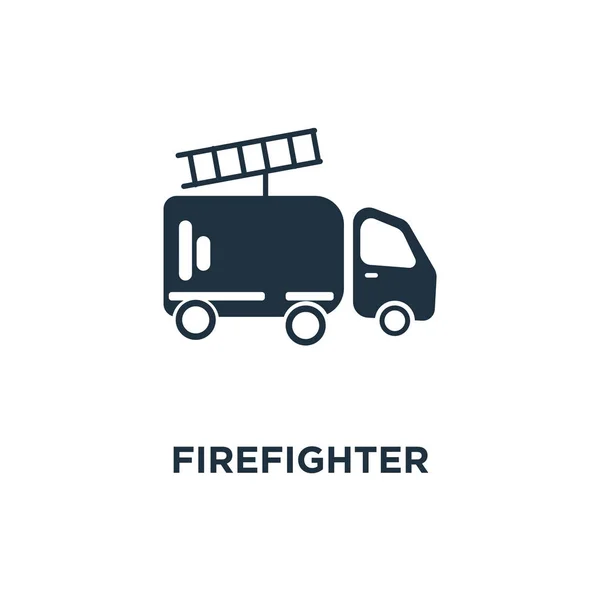 Firefighter Icon Black Filled Vector Illustration Firefighter Symbol White Background — Stock Vector