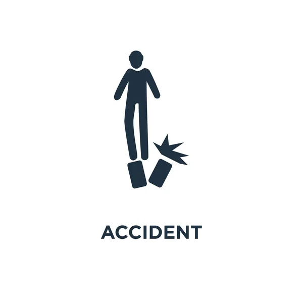 Icono Del Accidente Ilustración Vectorial Negra Símbolo Accidente Sobre Fondo — Vector de stock