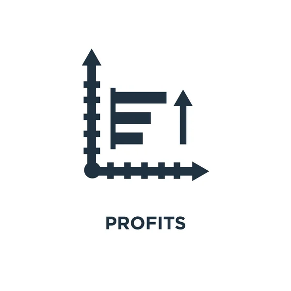 Het Pictogram Van Winst Zwarte Gevuld Vectorillustratie Winst Symbool Witte — Stockvector