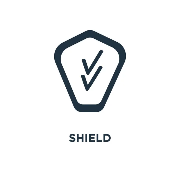 Ícone Escudo Ilustração Vetorial Cheia Preto Símbolo Escudo Fundo Branco — Vetor de Stock