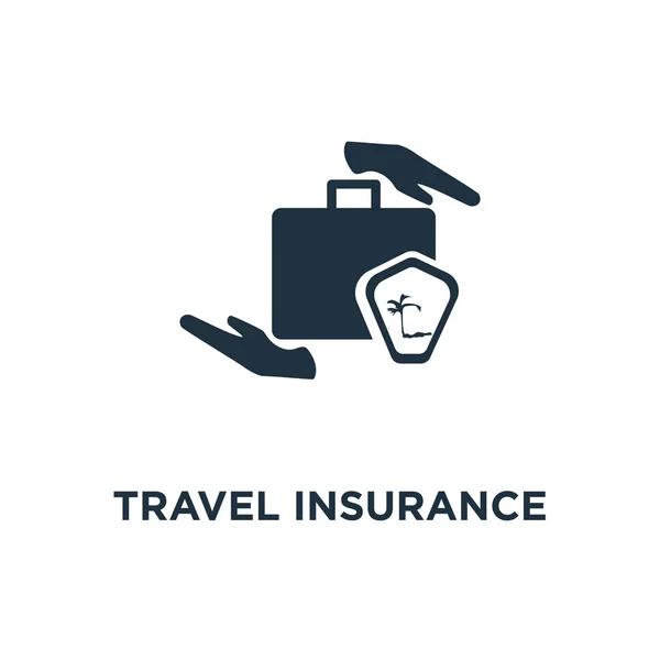 Знак Страхования Путешествий Черная Заполненная Векторная Иллюстрация Символ Туристической Страховки — стоковый вектор