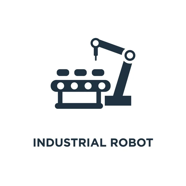Icono Robot Industrial Ilustración Vectorial Negra Símbolo Robot Industrial Sobre — Archivo Imágenes Vectoriales