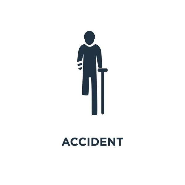 Icono Del Accidente Ilustración Vectorial Negra Símbolo Accidente Sobre Fondo — Vector de stock