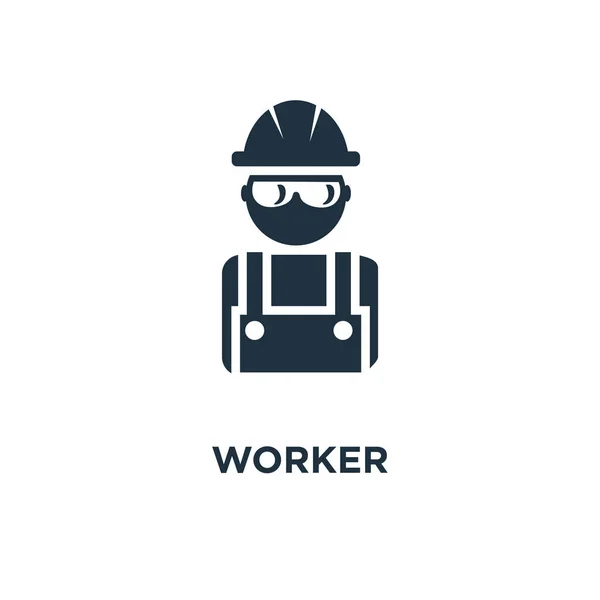 Ikona Pracownika Black Wypełnione Ilustracji Wektorowych Robotnik Symbol Białym Tle — Wektor stockowy