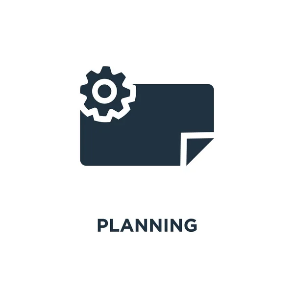 Ícone Planeamento Ilustração Vetorial Cheia Preto Símbolo Planeamento Fundo Branco — Vetor de Stock