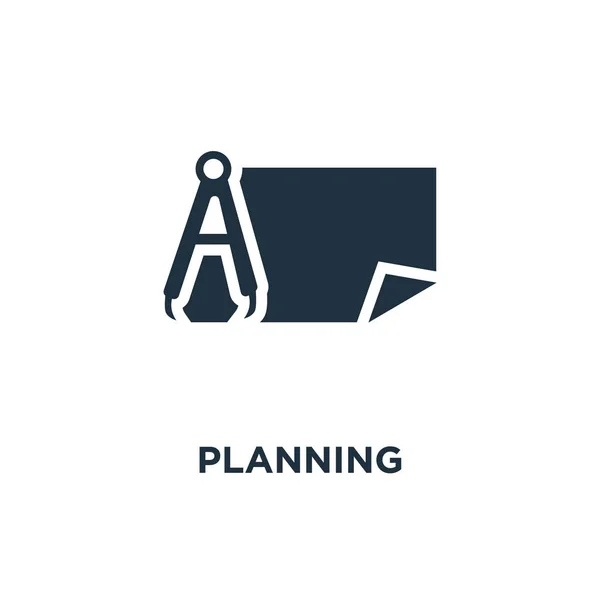 Ícone Planeamento Ilustração Vetorial Cheia Preto Símbolo Planeamento Fundo Branco —  Vetores de Stock