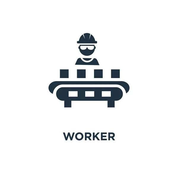 Worker Icon Black Filled Vector Illustration Worker Symbol White Background — Stock Vector