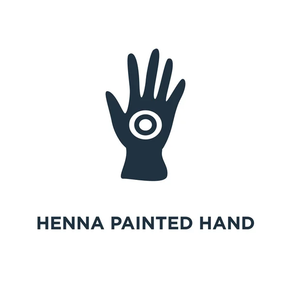 Icono Mano Pintado Con Henna Ilustración Vectorial Negra Henna Pintado — Vector de stock
