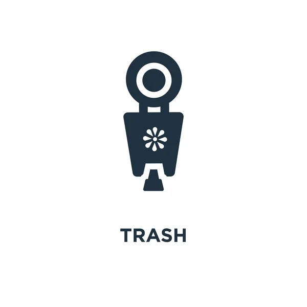 Ícone Lixo Ilustração Vetorial Cheia Preto Símbolo Lixo Fundo Branco — Vetor de Stock