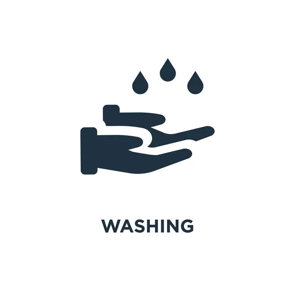 Washing Icon Black Filled Vector Illustration Washing Symbol White Background — Stock Vector