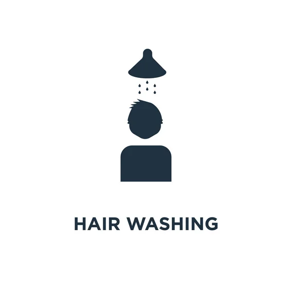 髪洗濯アイコン ブラックは ベクター グラフィックを充填しました 白い背景の上の髪洗濯記号です Web およびモバイル使うことが — ストックベクタ