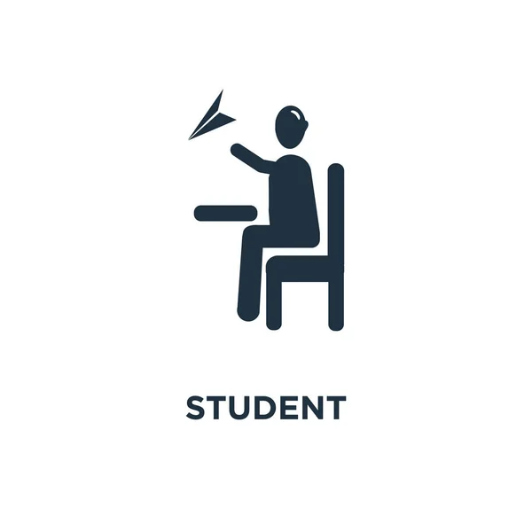 Icono Del Estudiante Ilustración Vectorial Negra Símbolo Del Estudiante Sobre — Vector de stock