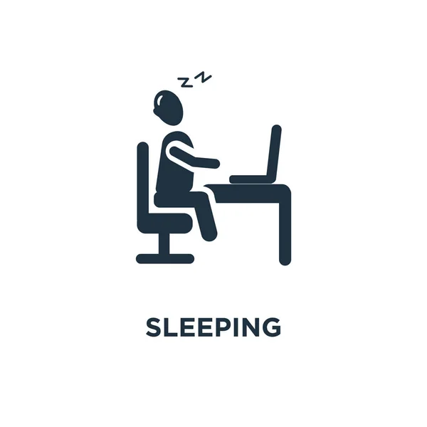 Schlafende Ikone Schwarz Gefüllte Vektorabbildung Schlafendes Symbol Auf Weißem Hintergrund — Stockvektor