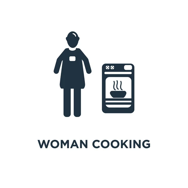 Icono Cocina Mujer Ilustración Vectorial Negra Mujer Símbolo Cocina Sobre — Vector de stock