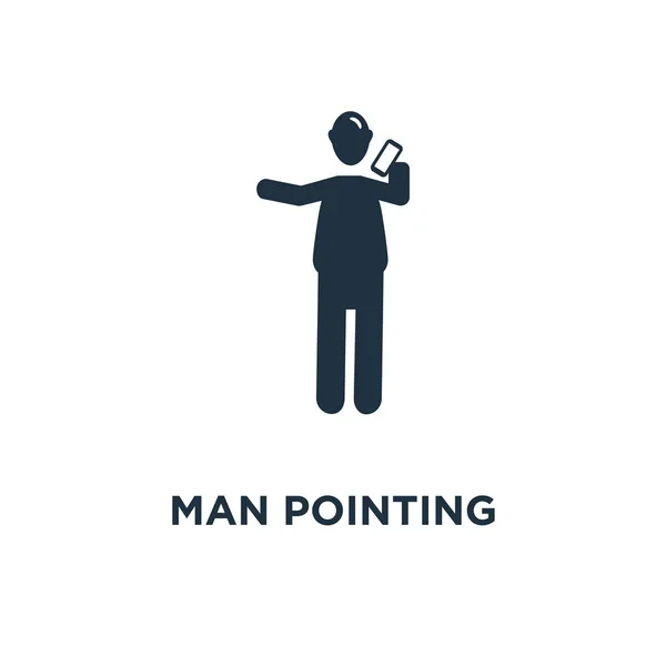 Ícone Homem Apontando Ilustração Vetorial Cheia Preto Homem Apontando Símbolo —  Vetores de Stock