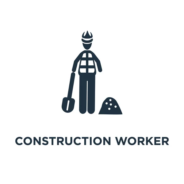 Ikona Pracownik Budowy Black Wypełnione Ilustracji Wektorowych Pracownik Budowy Symbol — Wektor stockowy