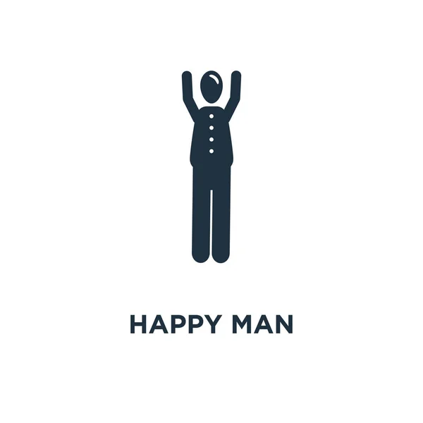Boldog Ember Ikon Fekete Töltött Vektoros Illusztráció Boldog Ember Szimbólum — Stock Vector