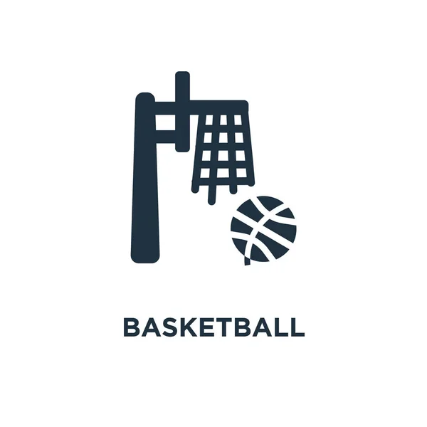 篮球图标 黑色填充矢量图 白色背景上的篮球符号 可用于网络和移动 — 图库矢量图片