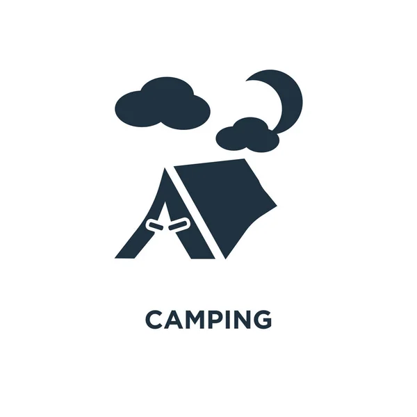 Icono Camping Ilustración Vectorial Negra Símbolo Camping Sobre Fondo Blanco — Vector de stock