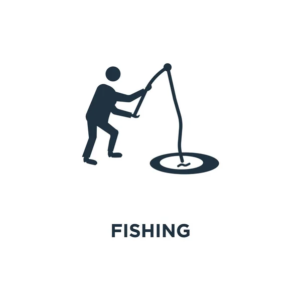 Ícone Pesca Ilustração Vetorial Cheia Preto Símbolo Pesca Fundo Branco — Vetor de Stock
