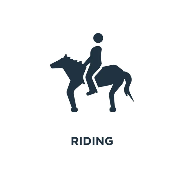 Ícone Montar Ilustração Vetorial Cheia Preto Símbolo Equitação Fundo Branco — Vetor de Stock