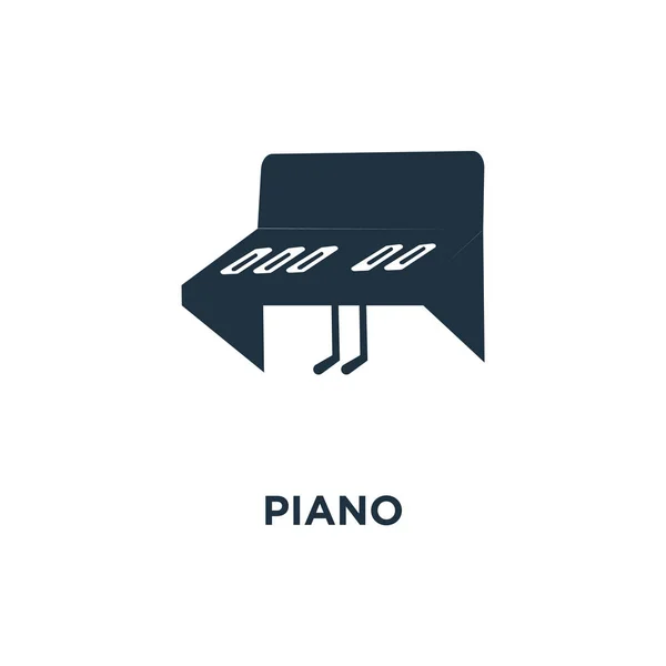 Icono Piano Ilustración Vectorial Negra Símbolo Piano Sobre Fondo Blanco — Archivo Imágenes Vectoriales