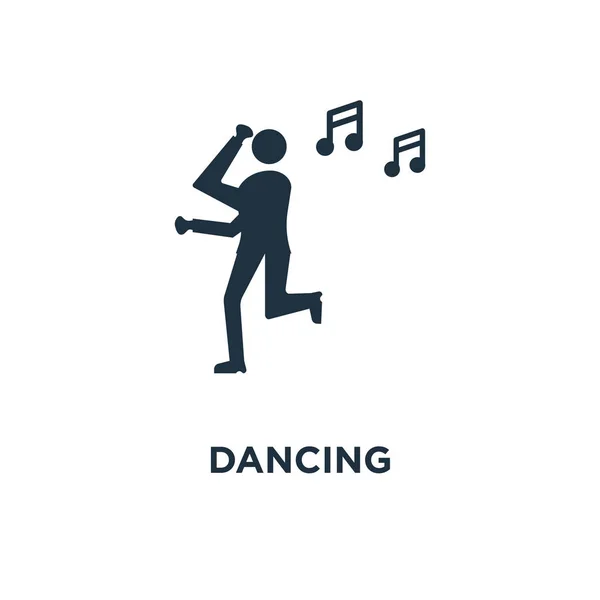 Taneční Ikona Černé Plné Vektorové Ilustrace Tančící Symbol Bílém Pozadí — Stockový vektor