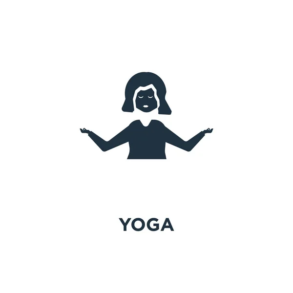 Icono Yoga Ilustración Vectorial Negra Símbolo Yoga Sobre Fondo Blanco — Vector de stock