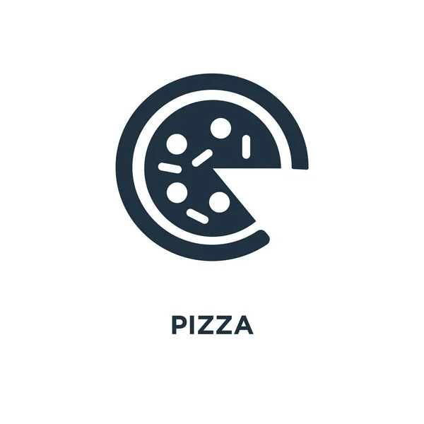 Ícone Pizza Ilustração Vetorial Cheia Preto Símbolo Pizza Fundo Branco —  Vetores de Stock
