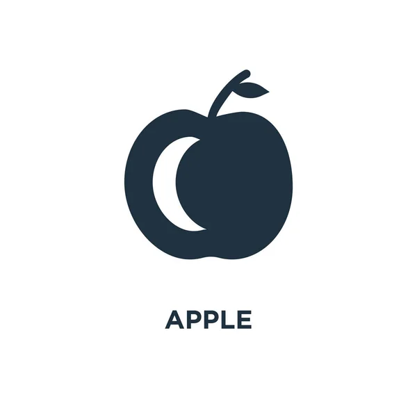 Icono Apple Ilustración Vectorial Negra Símbolo Manzana Sobre Fondo Blanco — Vector de stock