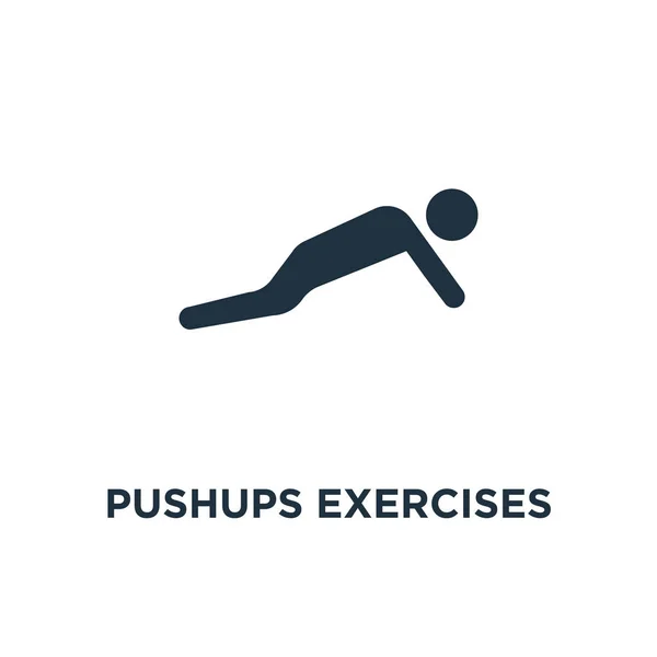Pushups Exercises Icon Ilustrasi Vektor Berisi Hitam Pushups Exercises Simbol - Stok Vektor