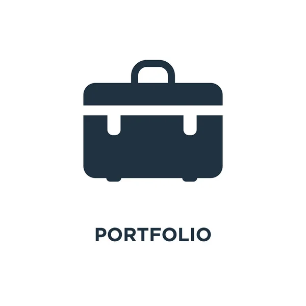 Portfolio Icon Black Filled Vector Illustration Portfolio Symbol White Background — Stock Vector
