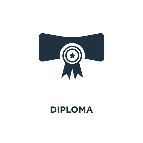 Diploma Icon Black Filled Vector Illustration Diploma Symbol White Background — Stock Vector