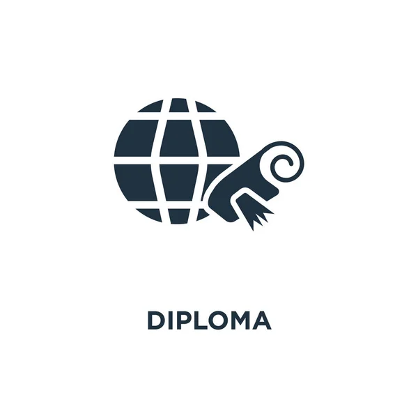 Icono Del Diploma Ilustración Vectorial Negra Símbolo Del Diploma Sobre — Vector de stock