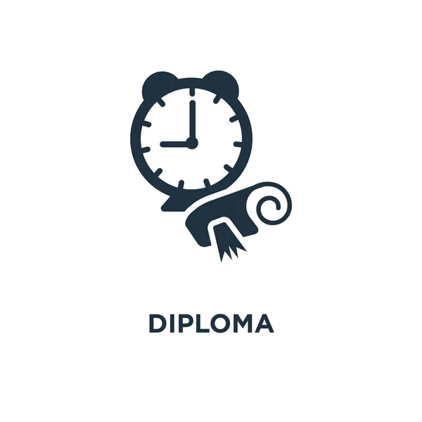 Diploma Icon Black Filled Vector Illustration Diploma Symbol White Background — Stock Vector