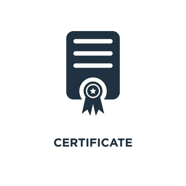 Icono Del Certificado Ilustración Vectorial Negra Símbolo Certificado Sobre Fondo — Archivo Imágenes Vectoriales