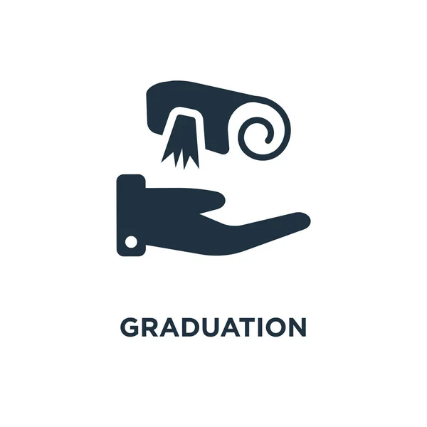 Icono Graduación Ilustración Vectorial Negra Símbolo Graduación Sobre Fondo Blanco — Vector de stock