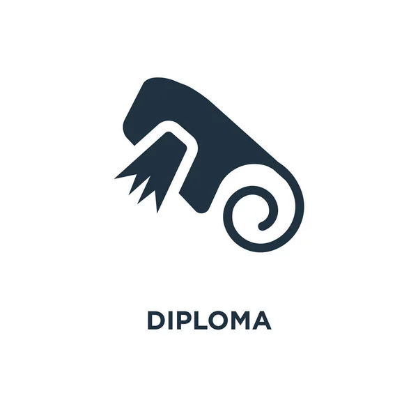 Diploma Icon Black Filled Vector Illustration Diploma Symbol White Background — Stock Vector