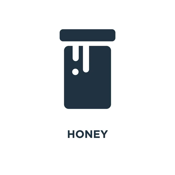 Ikona Medu Černé Plné Vektorové Ilustrace Honey Symbol Bílém Pozadí — Stockový vektor