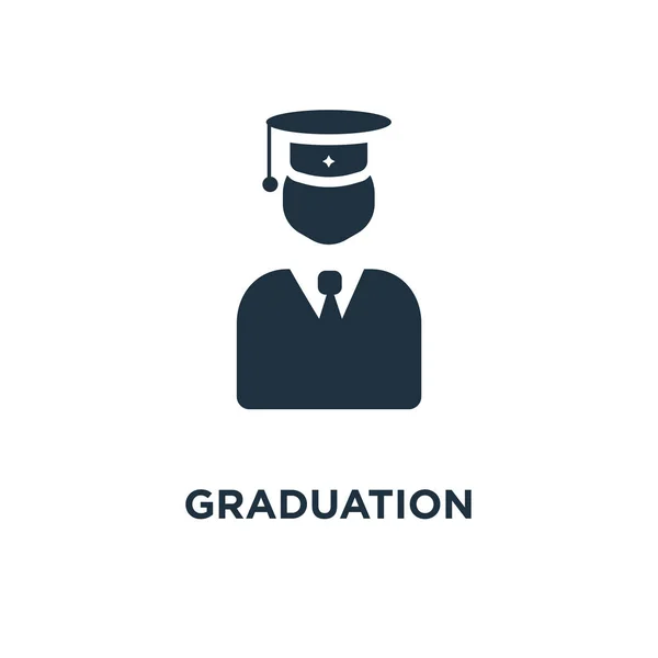 毕业图标 黑色填充矢量图 在白色背景上的毕业标志 可用于网络和移动 — 图库矢量图片