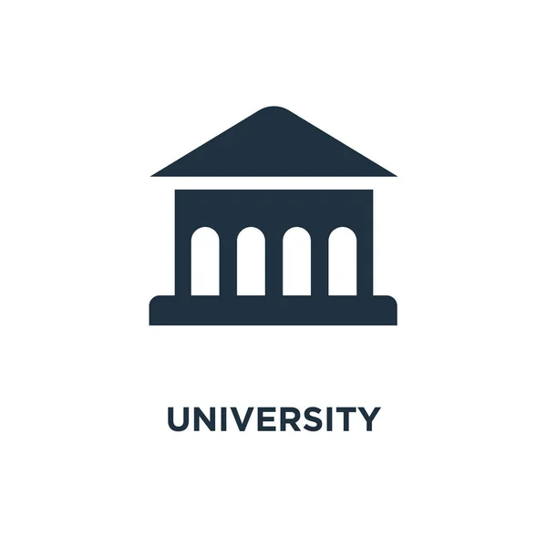 Üniversite simgesi. Siyah vektör çizim dolu. Beyaz arka plan Üniversitesi sembolü. Web ve mobil kullanılabilir.