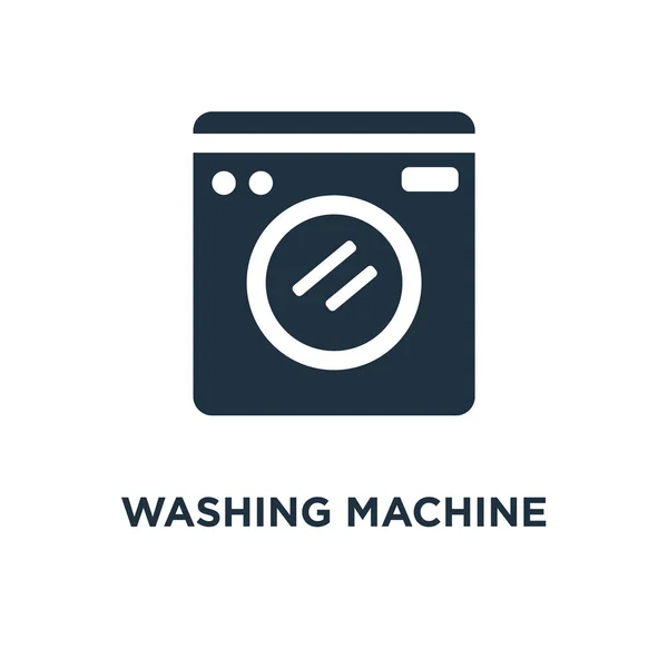 Het Pictogram Van Wasmachine Zwarte Gevuld Vectorillustratie Wasmachine Symbool Witte — Stockvector