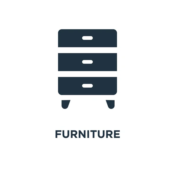 Icono Muebles Ilustración Vectorial Negra Símbolo Muebles Sobre Fondo Blanco — Vector de stock