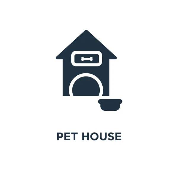 宠物屋图标 黑色填充矢量图 宠物房子标志在白色背景 可用于网络和移动 — 图库矢量图片
