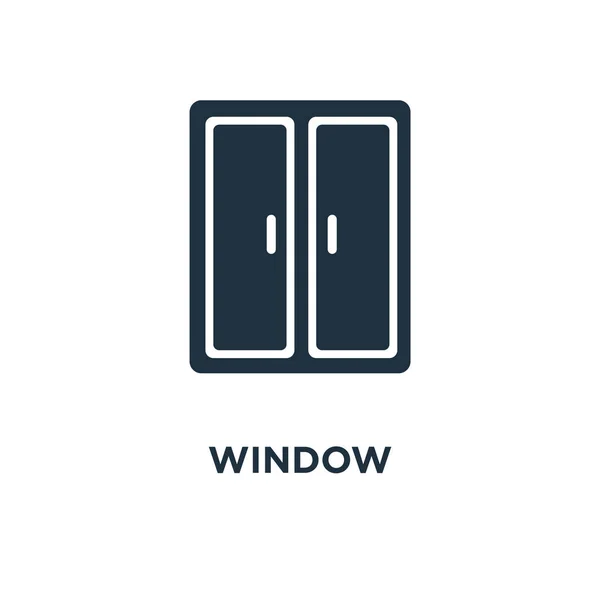 Fenster Symbol Schwarz Gefüllte Vektorabbildung Fenstersymbol Auf Weißem Hintergrund Web — Stockvektor