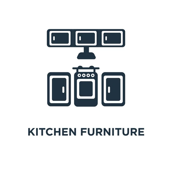 Küchenmöbel Ikone Schwarz Gefüllte Vektorabbildung Küchenmöbel Symbol Auf Weißem Hintergrund — Stockvektor