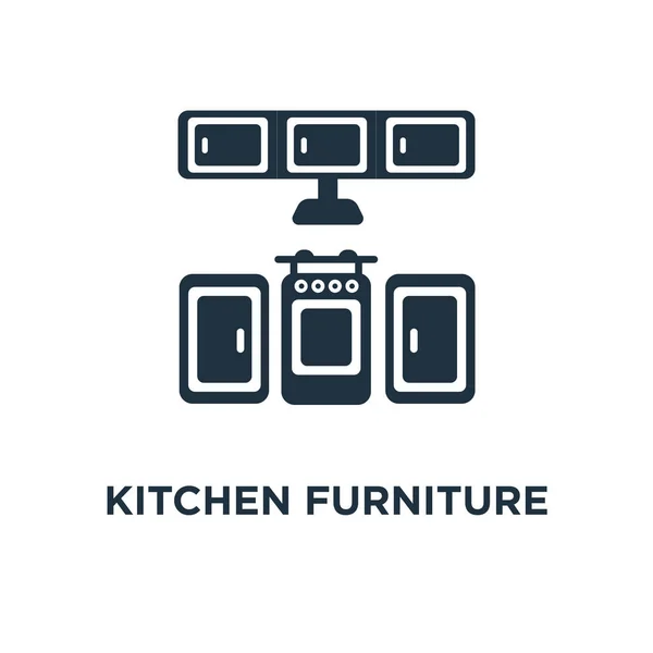 Icono Muebles Cocina Ilustración Vectorial Negra Símbolo Muebles Cocina Sobre — Vector de stock