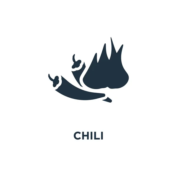 Chili Symbol Schwarz Gefüllte Vektorabbildung Chili Symbol Auf Weißem Hintergrund — Stockvektor